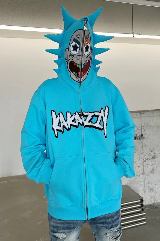 Rick และ Morty Rick Full Zip Hoodie | Hoodie คอสเพลย์ที่ได้รับแรงบันดาลใจจากอนิเมะเฮฮา