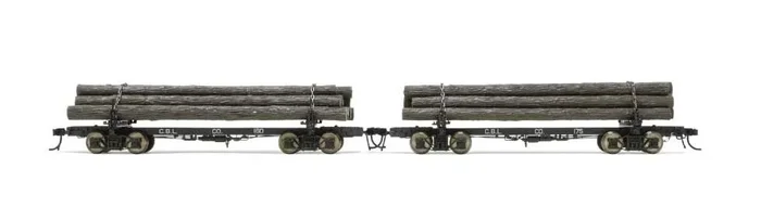Rivarossi HO Scale HR6630 HO Scale Skeleton Log Car Coos Bay Lumber 166/168 2 Pack