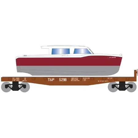 Roundhouse 1047 HO Scale 40′ Flatcar with Red Boat T&P 5298