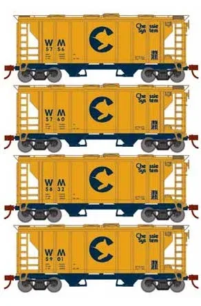 Roundhouse 2396 HO PS-2 2003 2 Bay Covered Hopper Chessie System WM 4 Pack