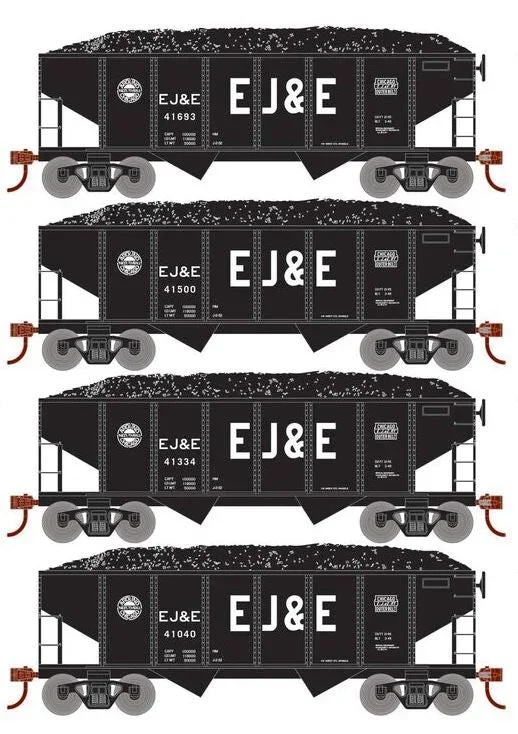 Roundhouse 50019 HO Scale 34′ Ribbed Hopper w/Load EJ&E 4-Pack #2