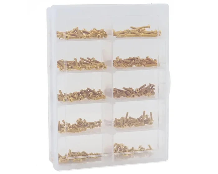 Samix Carbon Steel M2 Button & Flat Head Screw Set (350) w/Plastic Box