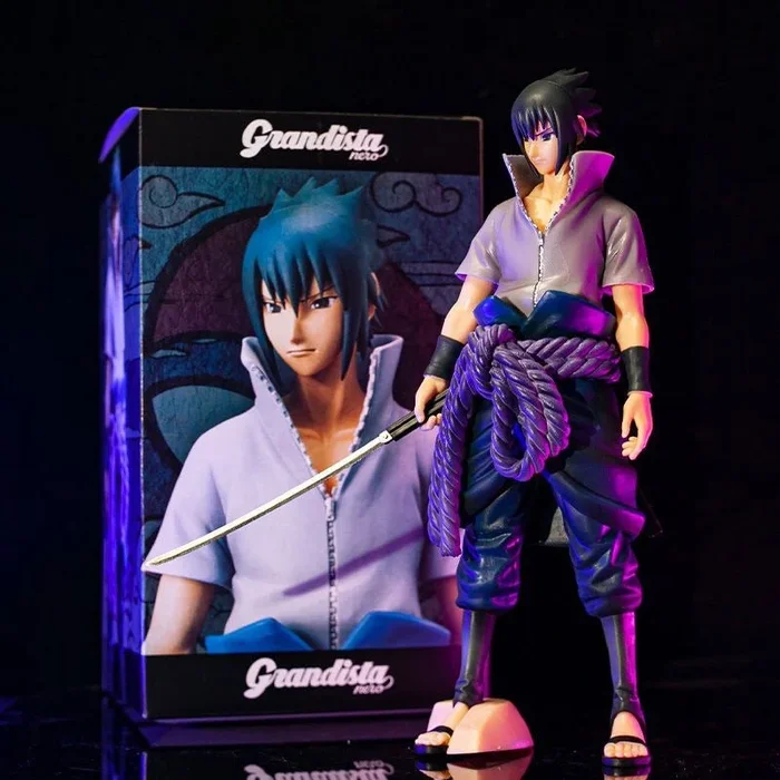 Sasuke Uchiha Actionfigur – 29cm Collector’s Edition | Detaillierte Anime -Statue mit Schwert und lila Seil