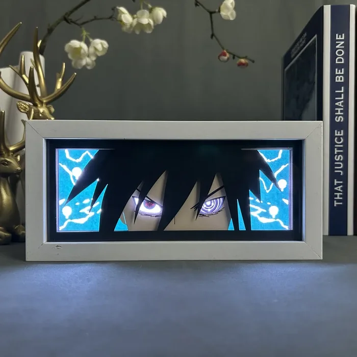 Sasuke Uchiha LED Light Box – Sharingan & Rinnegan 3D Anime Lamp
