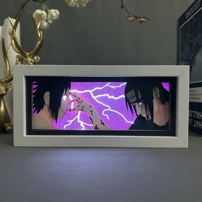 Sasuke vs Itachi LED-Leuchtkasten – Naruto Shippuden 3D-Anime-Lampe