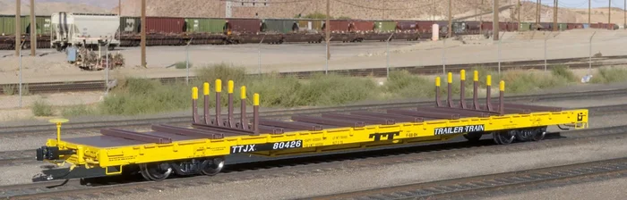 ScaleTrains 32229 Rivet HO Scale BSC F68BH Finger Rack Flatcar “TT Yellow” TTJX 80374