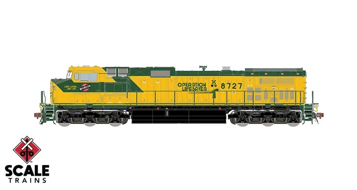 ScaleTrains 33474 Rivet HO Scale GE Dash 9 (C44-9W) Chicago NorthWestern OLS CN&W 8727 DCC LokSound