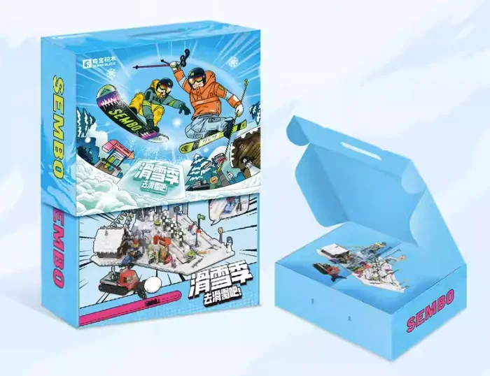 Senbao building blocks ski season ski resort street scene electric puzzle assembly model
