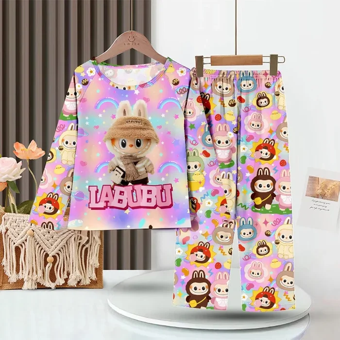 Set de pijama de Baby Labubu – Rainbow Milk Silk Kidswear Sleepwear