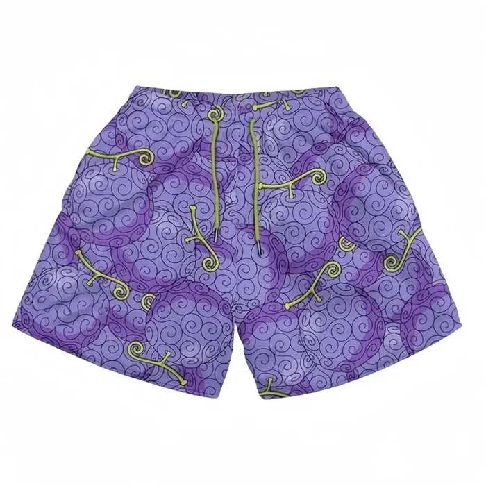 Short inspiré de One Piece – Short décontracté violet à motif fruit du démon
