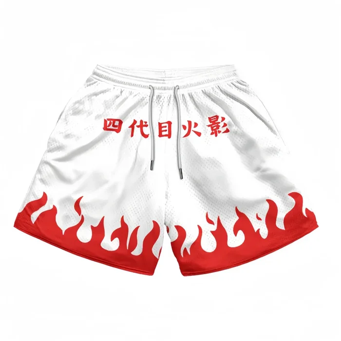 Shorts inspirados en Naruto-Diseño de capa de la llama de la llama de Hokage Hokage