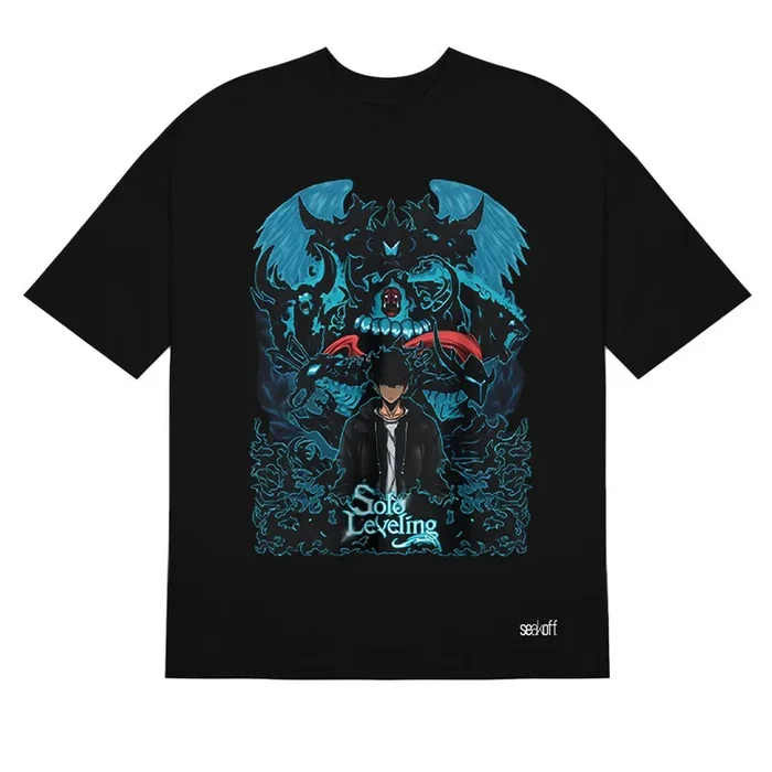Solo Leveling Epic Battle T-Shirt – Detailliertes Anime-Grafikdesign