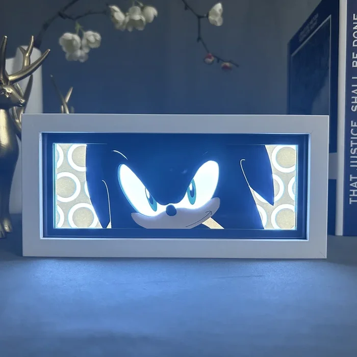 Sonic The Hedgehog Light Box-مصباح LED ثلاثي الأبعاد مع تأثيرات ديناميكية لتغيير الألوان