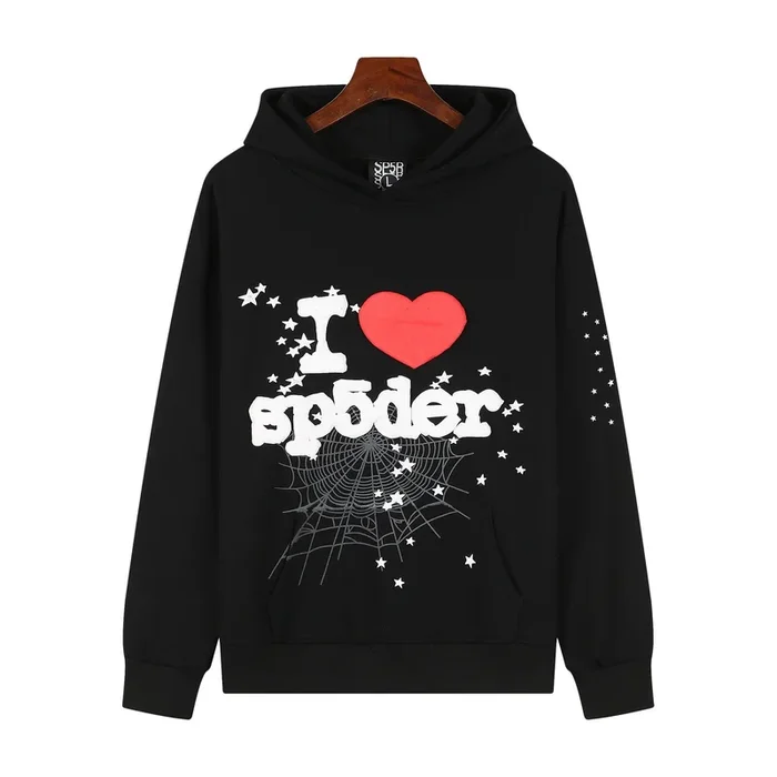 Sp5der “I Love Sp5der” Hoodie – Black Web 440GSM Heavyweight Streetwear Pullover