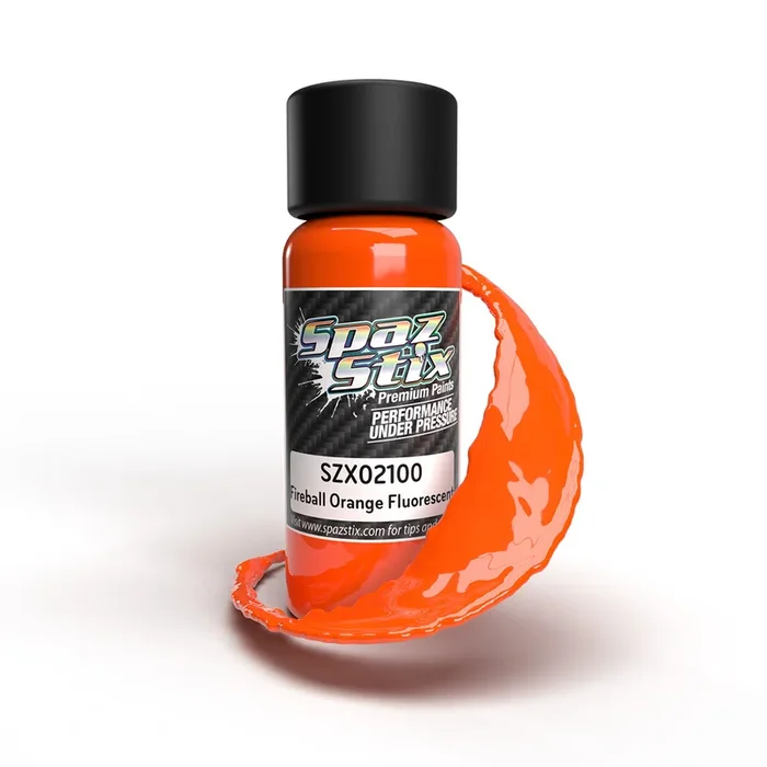 Spaz Stix Fireball Orange Fluorescent Airbrush Ready Paint 2oz Bottle SZX02100 02100