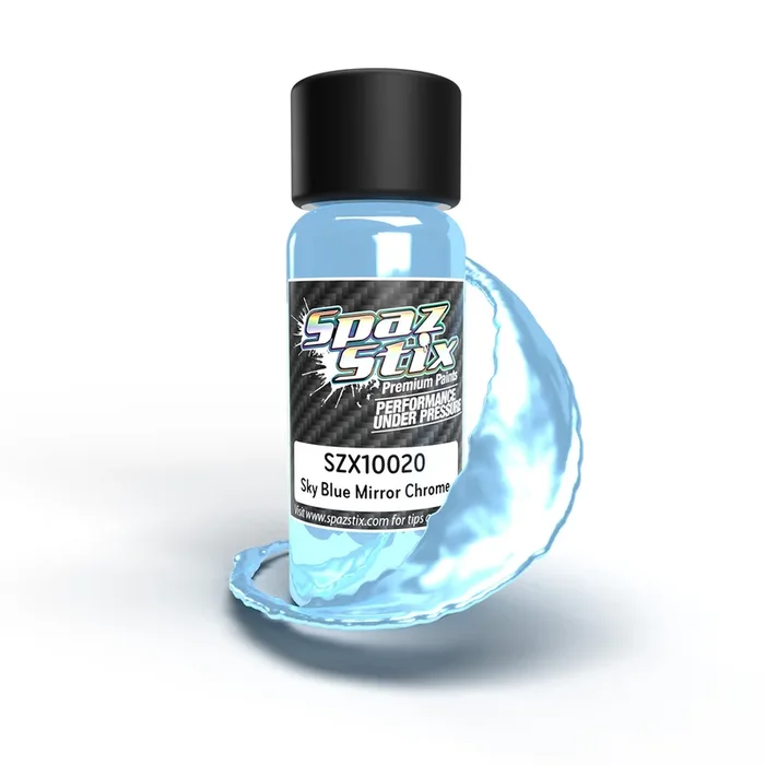 Spaz Stix Sky Blue Mirror Chrome Airbrush Ready Paint 2oz Bottle SZX10020