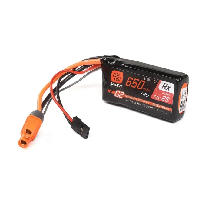 Spektrum 1052 650 mAh 2s 15c Smart Receiver Battery IC3