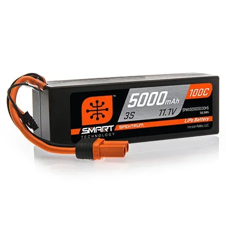 Spektrum 5000mAh 3S 11.1V 100C SMART Hardcase LiPo Battery with IC5/EC5 Connector