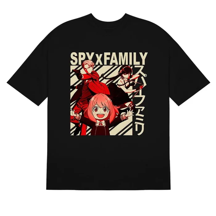 Spy Family Anime T-Shirt – Auffälliges rot-schwarzes Design | Hochwertiges Anime-Shirt