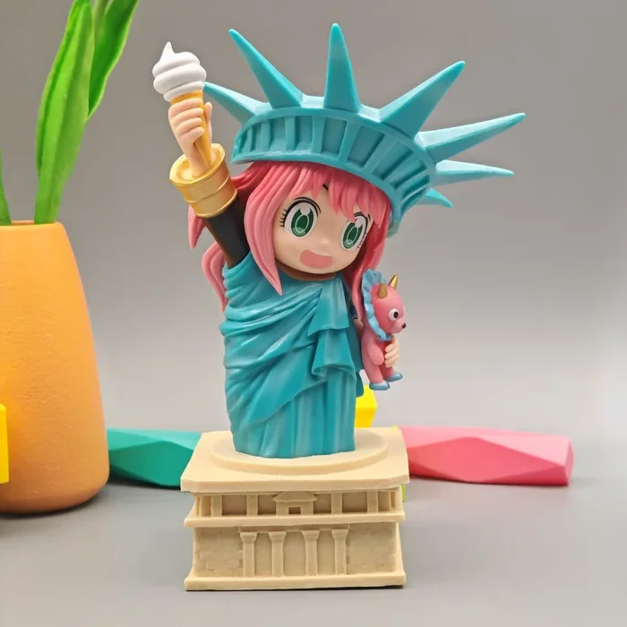 SPY X Family Anya Forger รูปปั้น Liberty Pvc รูป – 18.5 ซม. สไตล์ Chibi ที่น่ารักพร้อมไอศกรีม