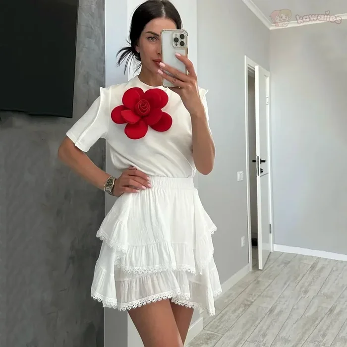 Summer Irregular Ruffle Mini Skirt