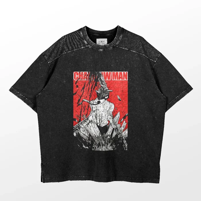 T -shirt de batalha épica do homem da serra de serra – camisa de anime 100% algodão com design dinâmico