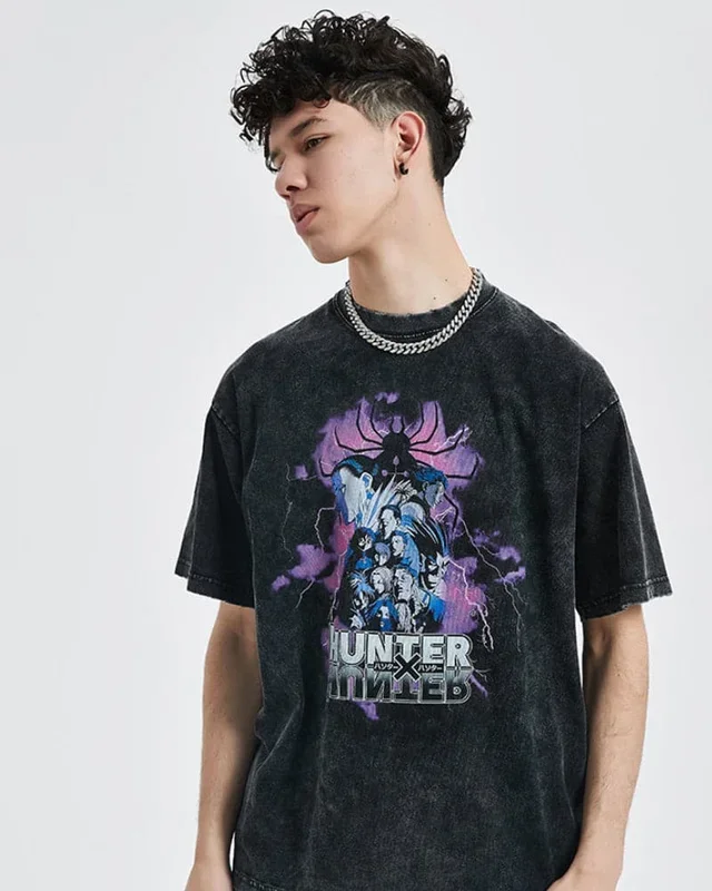 T-shirt Hunter x Hunter vintage – T-shirt graphique d’anime en détresse mettant en vedette la troupe fantôme