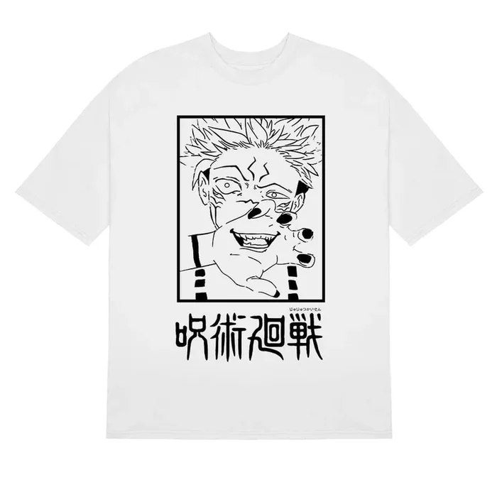 T-shirt monochrome en gros plan Jujutsu Kaisen Sukuna – T-shirt anime de haute qualité