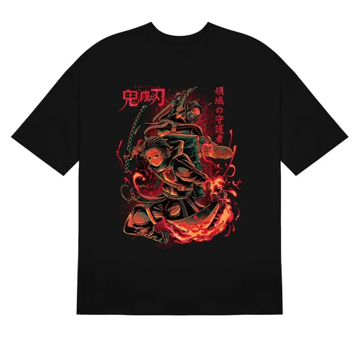 Tanjiro und Nezuko Feurige Wächter T-Shirt – Dämonentöter