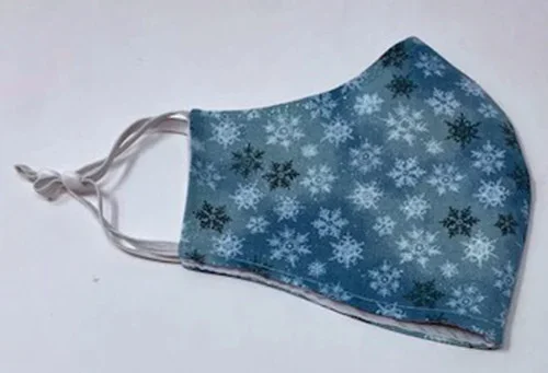 Teal Snowflakes Adult Face Mask Adjustable Washable Reusable Face Covering Double Cotton Face Shield