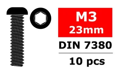 Team Corally Steel M3 x 23mm Hex Button-Head Screws (10-pcs), C-3003-30-23