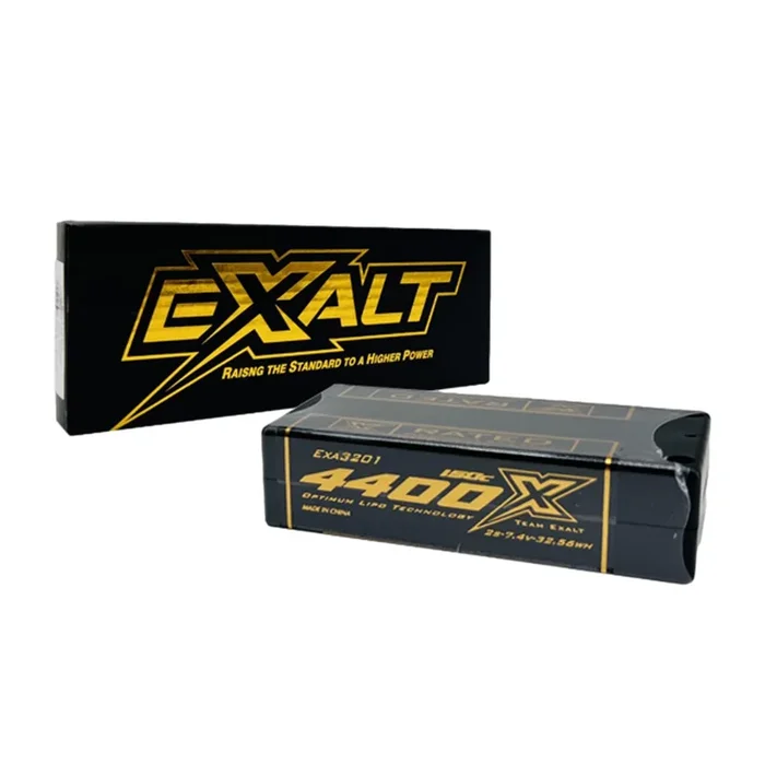 Team Exalt X-Rated 4400mah 150c 2s 7.4v Shorty Lipo Battery 5mm Bullets EXA3201
