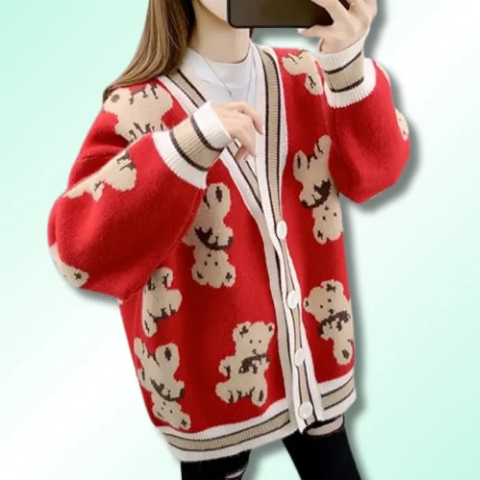 Teddy Bear Knitted Women’s Cardigan