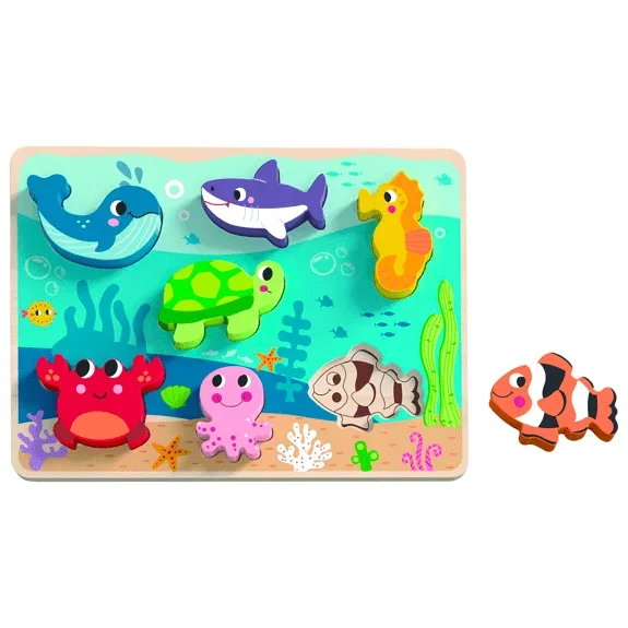 Tooky Toy’s Wooden 7 Piece Chunky Puzzle – Marine