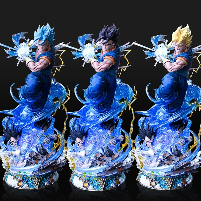 Transformações de Goku Figura colecionável – Dragon Ball Super, 46cm, cabeças intercambiáveis e efeitos brilhantes