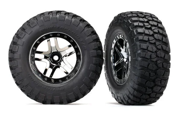 Traxxas 6873T BF Goodrich T/AKM2 S1 Compound Off Road Tires and Black Chrome Wheels 2WD Rear or 4WD