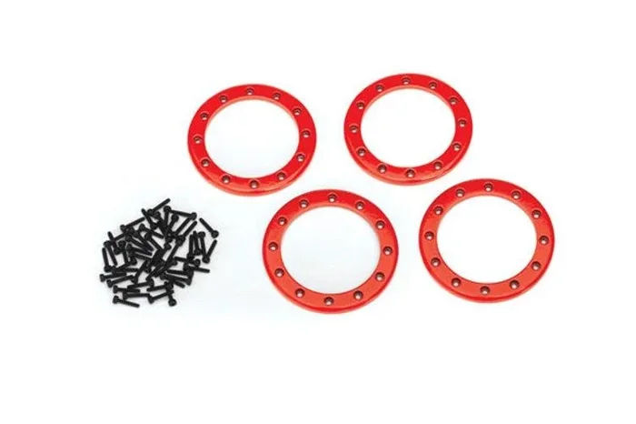 Traxxas 8168R Beadlock Rings Red (2.2′) (Aluminum) (4) /2×10 CS (48) TRX-4