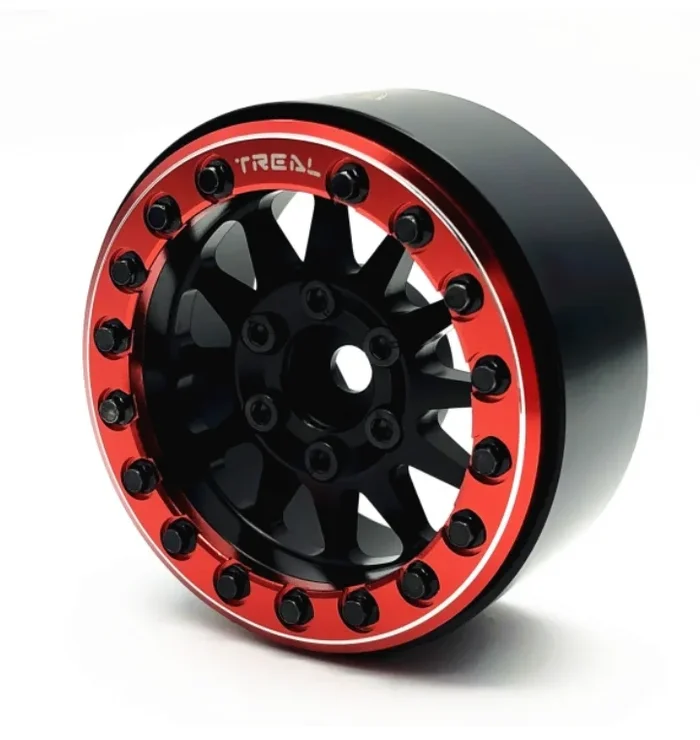Treal Hobby (X002P1EOW1) 1.9″ Alloy Beadlock Wheels Black with Red Ring (4 Pack)