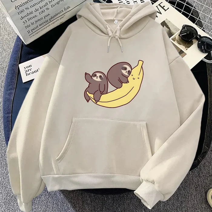 Two Baby Sloths Hugging Banana Unisex Hoodie