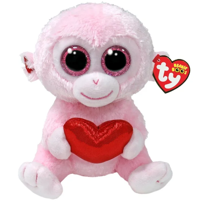 Ty Beanie Boos – Regular – Valentines 2024 Gigi Pink Monkey