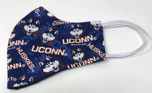 UCONN Child Face Mask Double Cotton Kid Size Face Covering Adjustable Reusable Washable