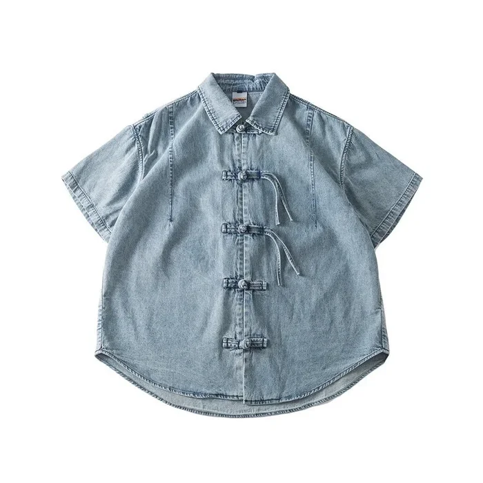 Unique Toggle Denim Chambray Shirt on Sale – Men’s and Women’s Short Sleeve Vintage Style