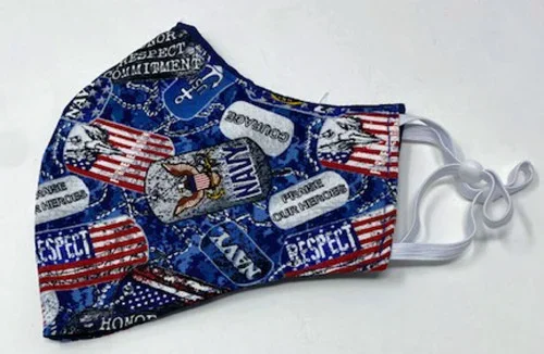 USA Navy Dog Tag Print Adult Face Mask Adjustable Washable Reusable Double Cotton
