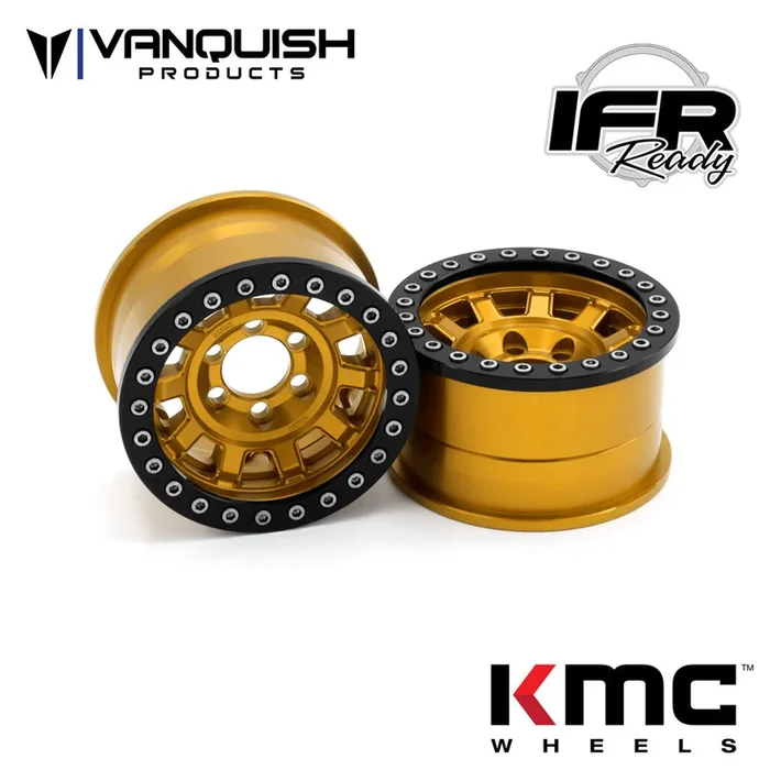 Vanquish Products VPS07787 Gold Anodized KMC KM236 Tank 1.9″ Beadlock Crawler Wheels (1 Pair)