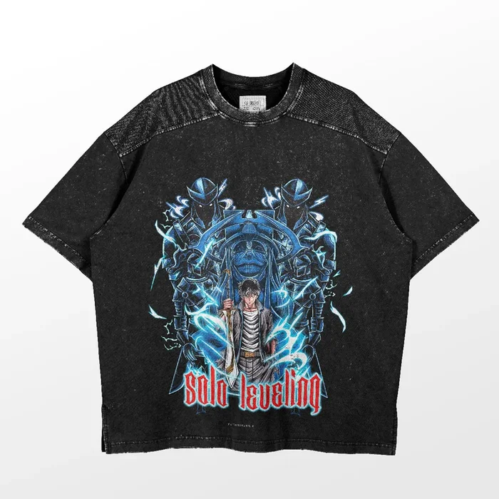 Vintage Solo Leveling Anime Grafik T-Shirt – Hunter and Shadows Design | Hochwertiges Shirt