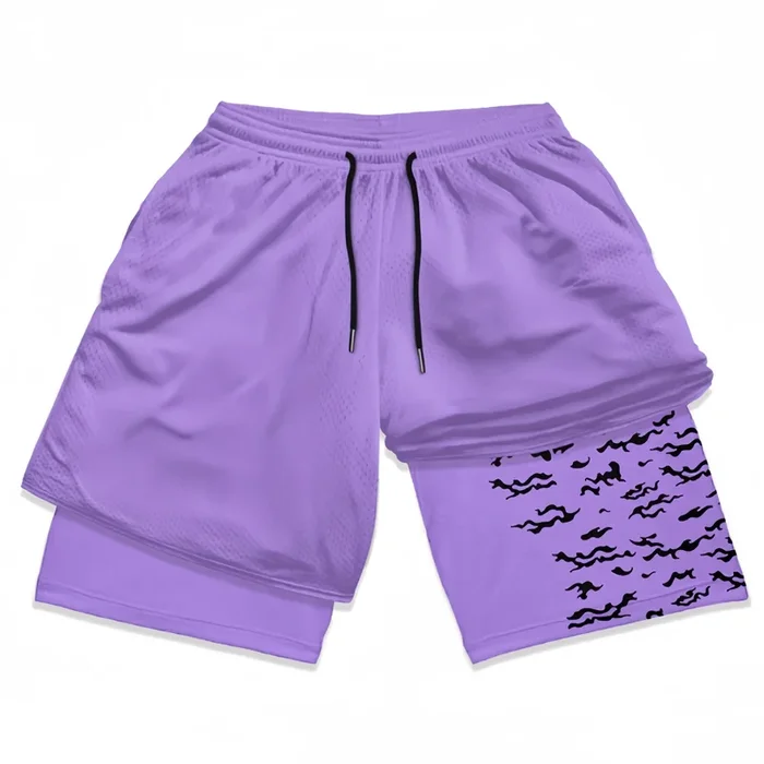 Von Naruto inspirierte Turnshorts mit Futter – Amaterasu-Flammendesign
