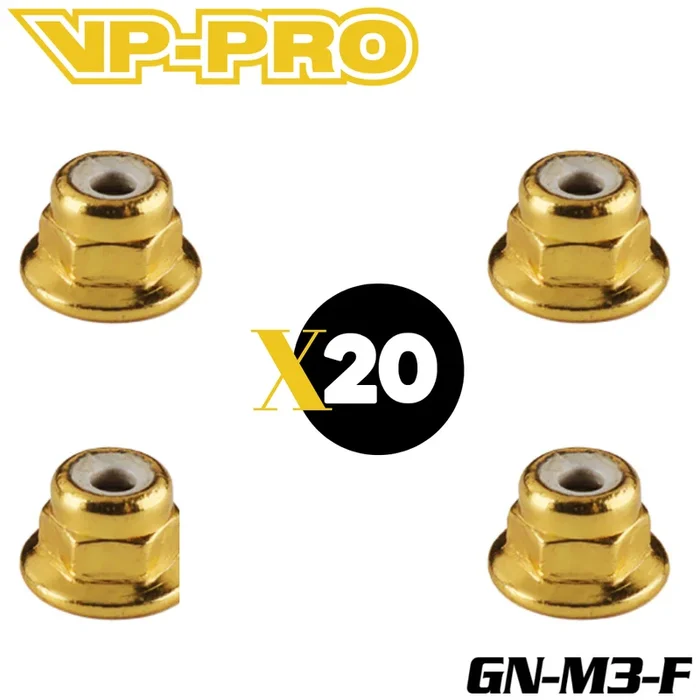 VP-PRO GN-M3-F Gold M3 Flange Locknuts (20)