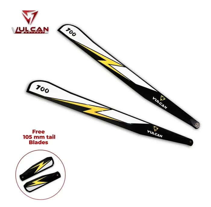 VULCAN ROTORS Precision Main Rotor Blades 700mm EVO (YELLOW) free gift 105mm Tail Blades