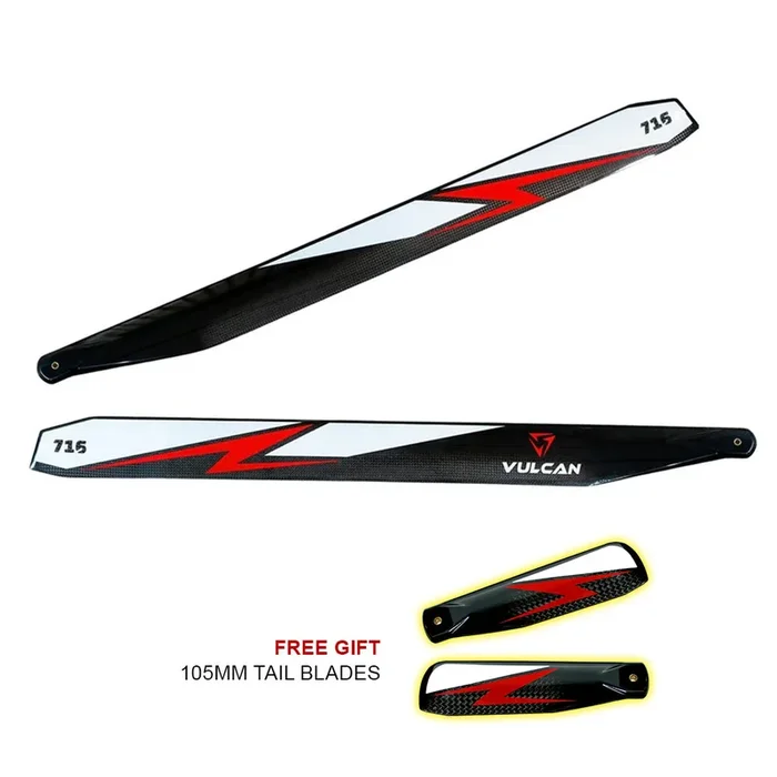 VULCAN ROTORS Precision Main Rotor Blades 716mm (RED) free gift 105mm Tail Blades