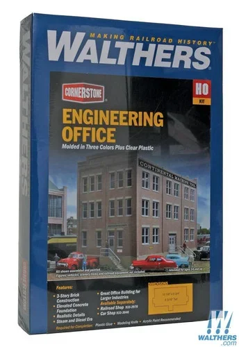 Walthers 933-2967 Engineering Office Kit – 10-1/8 x 5-3/4 x 6-3/16″ : HO Scale